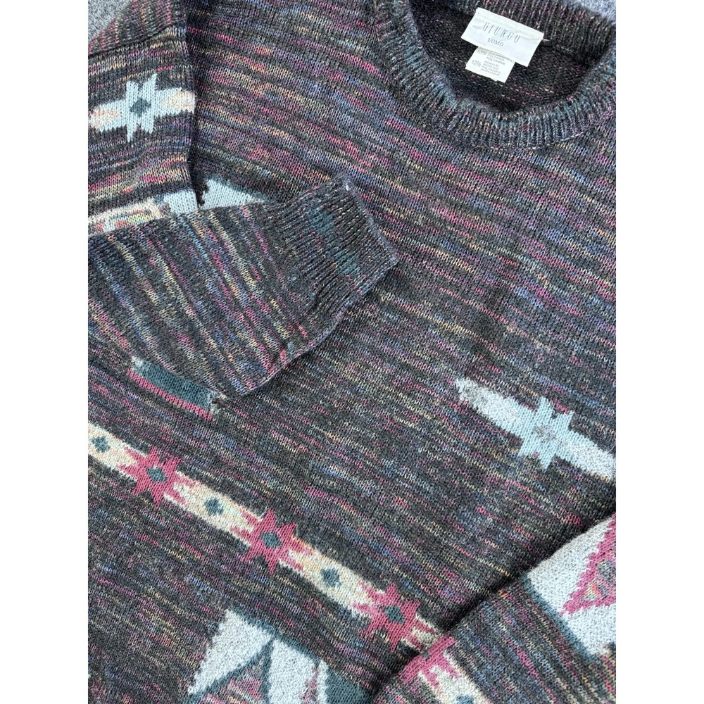 Vintage GIUNCO Uomo Italian Knit Sweater Mohair Wool Blend Mens‎ L